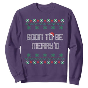 Soon To Be Merry'd Christmas Sweatshirt Engaged Couple Matching TS10 Purple Print Your Wear