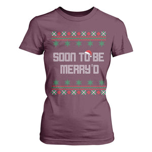 Soon To Be Merry'd Christmas T Shirt For Women Engaged Couple Matching TS10 Maroon Print Your Wear