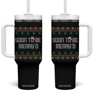 Soon To Be Merry'd Christmas Tumbler With Handle Engaged Couple Matching TS10 One Size: 40 oz Black Print Your Wear