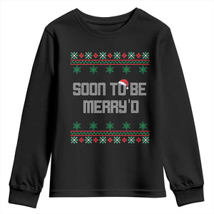 Soon To Be Merry'd Christmas Youth Sweatshirt Engaged Couple Matching TS10 Black Print Your Wear