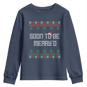 Soon To Be Merry'd Christmas Youth Sweatshirt Engaged Couple Matching TS10 Navy Print Your Wear