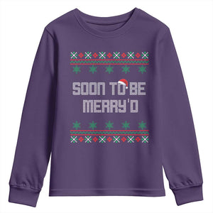Soon To Be Merry'd Christmas Youth Sweatshirt Engaged Couple Matching TS10 Purple Print Your Wear