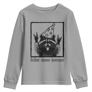 Vintage Raccoon Youth Sweatshirt Retro Silly Trash Panda Meme TS10 Sport Gray Print Your Wear