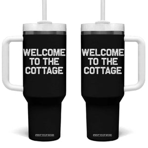 Welcome To The Cottage Tumbler With Handle TS10 One Size: 40 oz Black Print Your Wear