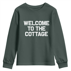 Welcome To The Cottage Youth Sweatshirt TS10 Dark Forest Green Print Your Wear