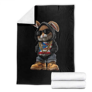 Bunny Puerto Rican Flag Throw Blanket Puerto Rican Taino Boricua Vibes TS10 Black Print Your Wear