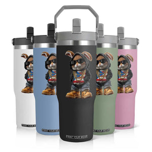 Bunny Puerto Rican Flag Flip Straw Tumbler Puerto Rican Taino Boricua Vibes TS10 Print Your Wear