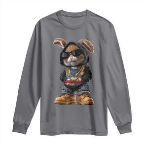Bunny Puerto Rican Flag Long Sleeve Shirt Puerto Rican Taino Boricua Vibes TS10 Charcoal Print Your Wear
