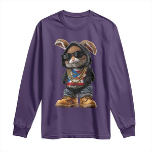 Bunny Puerto Rican Flag Long Sleeve Shirt Puerto Rican Taino Boricua Vibes TS10 Purple Print Your Wear