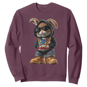 Bunny Puerto Rican Flag Sweatshirt Puerto Rican Taino Boricua Vibes TS10 Maroon Print Your Wear