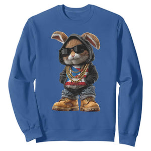 Bunny Puerto Rican Flag Sweatshirt Puerto Rican Taino Boricua Vibes TS10 Royal Blue Print Your Wear