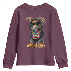 Bunny Puerto Rican Flag Youth Sweatshirt Puerto Rican Taino Boricua Vibes TS10 Maroon Print Your Wear