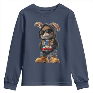 Bunny Puerto Rican Flag Youth Sweatshirt Puerto Rican Taino Boricua Vibes TS10 Navy Print Your Wear