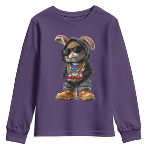 Bunny Puerto Rican Flag Youth Sweatshirt Puerto Rican Taino Boricua Vibes TS10 Purple Print Your Wear