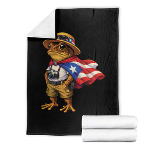 Coqui Frog Puerto Rico Flag Throw Blanket Puerto Rican Taino Boricua Vibes TS10 Black Print Your Wear