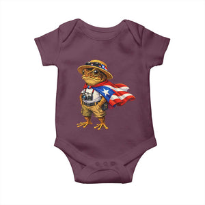 Coqui Frog Puerto Rico Flag Baby Onesie Puerto Rican Taino Boricua Vibes TS10 Maroon Print Your Wear