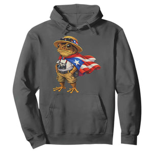 Coqui Frog Puerto Rico Flag Hoodie Puerto Rican Taino Boricua Vibes TS10 Dark Heather Print Your Wear