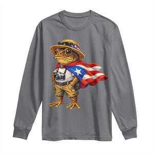 Coqui Frog Puerto Rico Flag Long Sleeve Shirt Puerto Rican Taino Boricua Vibes TS10 Charcoal Print Your Wear