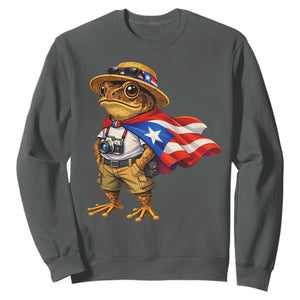 Coqui Frog Puerto Rico Flag Sweatshirt Puerto Rican Taino Boricua Vibes TS10 Dark Heather Print Your Wear