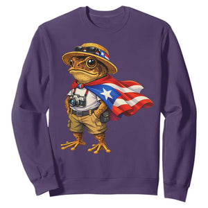 Coqui Frog Puerto Rico Flag Sweatshirt Puerto Rican Taino Boricua Vibes TS10 Purple Print Your Wear
