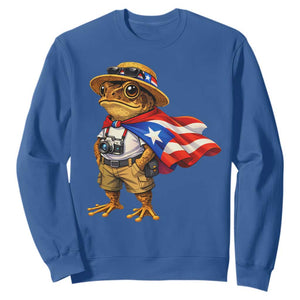 Coqui Frog Puerto Rico Flag Sweatshirt Puerto Rican Taino Boricua Vibes TS10 Royal Blue Print Your Wear