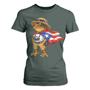 Coqui Frog Puerto Rico Flag T Shirt For Women Puerto Rican Taino Boricua Vibes TS10 Dark Forest Green Print Your Wear