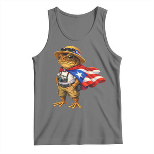 Coqui Frog Puerto Rico Flag Tank Top Puerto Rican Taino Boricua Vibes TS10 Black Heather Print Your Wear