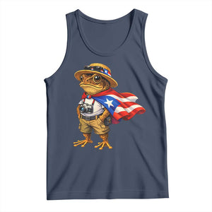 Coqui Frog Puerto Rico Flag Tank Top Puerto Rican Taino Boricua Vibes TS10 Navy Print Your Wear