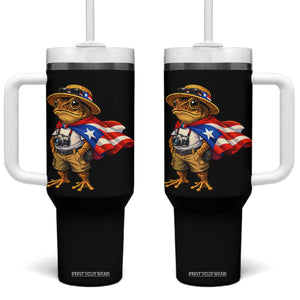Coqui Frog Puerto Rico Flag Tumbler With Handle Puerto Rican Taino Boricua Vibes TS10 One Size: 40 oz Black Print Your Wear