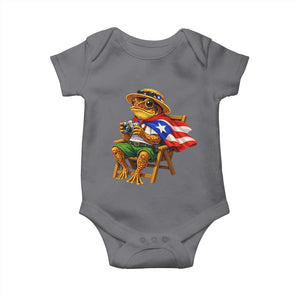 Funny Coqui Frog Puerto Rico Flag Baby Onesie Puerto Rican Taino Boricua Hispanic TS10 Charcoal Print Your Wear