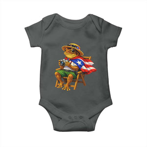 Funny Coqui Frog Puerto Rico Flag Baby Onesie Puerto Rican Taino Boricua Hispanic TS10 Dark Heather Print Your Wear