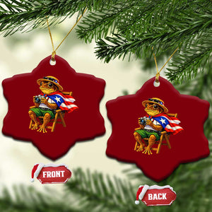 Funny Coqui Frog Puerto Rico Flag Ceramic Ornament Puerto Rican Taino Boricua Hispanic TS10 Print Your Wear