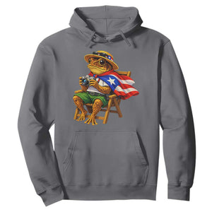 Funny Coqui Frog Puerto Rico Flag Hoodie Puerto Rican Taino Boricua Hispanic TS10 Charcoal Print Your Wear