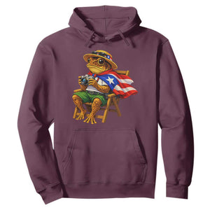 Funny Coqui Frog Puerto Rico Flag Hoodie Puerto Rican Taino Boricua Hispanic TS10 Maroon Print Your Wear