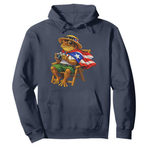 Funny Coqui Frog Puerto Rico Flag Hoodie Puerto Rican Taino Boricua Hispanic TS10 Navy Print Your Wear