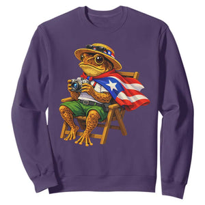Funny Coqui Frog Puerto Rico Flag Sweatshirt Puerto Rican Taino Boricua Hispanic TS10 Purple Print Your Wear