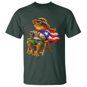Funny Coqui Frog Puerto Rico Flag T Shirt Puerto Rican Taino Boricua Hispanic TS10 Dark Forest Green Print Your Wear