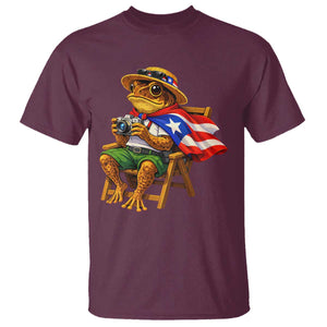 Funny Coqui Frog Puerto Rico Flag T Shirt Puerto Rican Taino Boricua Hispanic TS10 Maroon Print Your Wear