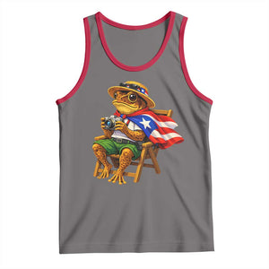 Funny Coqui Frog Puerto Rico Flag Tank Top Puerto Rican Taino Boricua Hispanic TS10 Deep Heather Red Print Your Wear