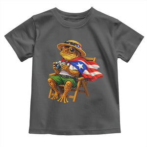 Funny Coqui Frog Puerto Rico Flag Toddler T Shirt Puerto Rican Taino Boricua Hispanic TS10 Dark Heather Print Your Wear