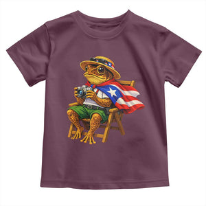 Funny Coqui Frog Puerto Rico Flag Toddler T Shirt Puerto Rican Taino Boricua Hispanic TS10 Maroon Print Your Wear
