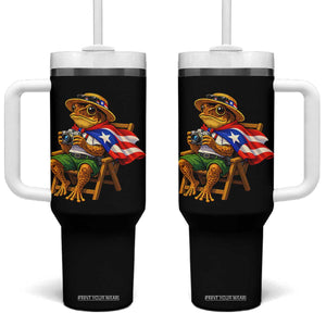 Funny Coqui Frog Puerto Rico Flag Tumbler With Handle Puerto Rican Taino Boricua Hispanic TS10 One Size: 40 oz Black Print Your Wear