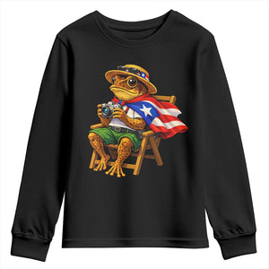 Funny Coqui Frog Puerto Rico Flag Youth Sweatshirt Puerto Rican Taino Boricua Hispanic TS10 Black Print Your Wear