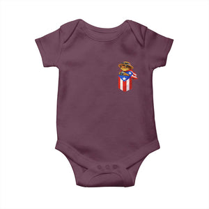 Funny Coqui Frog Puerto Rico Flag Baby Onesie Puerto Rican Taino Buricua Pocket Borinquen TS10 Maroon Print Your Wear