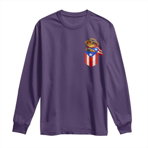 Funny Coqui Frog Puerto Rico Flag Long Sleeve Shirt Puerto Rican Taino Buricua Pocket Borinquen TS10 Purple Print Your Wear