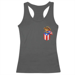 Funny Coqui Frog Puerto Rico Flag Racerback Tank Top Puerto Rican Taino Buricua Pocket Borinquen TS10 Dark Heather Print Your Wear