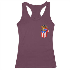 Funny Coqui Frog Puerto Rico Flag Racerback Tank Top Puerto Rican Taino Buricua Pocket Borinquen TS10 Maroon Print Your Wear
