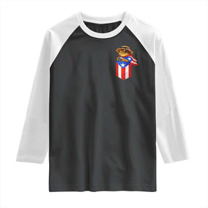 Funny Coqui Frog Puerto Rico Flag Raglan Shirt Puerto Rican Taino Buricua Pocket Borinquen TS10 Black White Print Your Wear