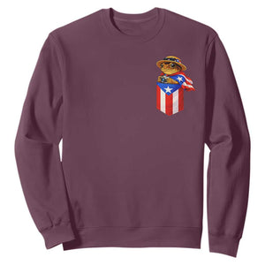 Funny Coqui Frog Puerto Rico Flag Sweatshirt Puerto Rican Taino Buricua Pocket Borinquen TS10 Maroon Print Your Wear