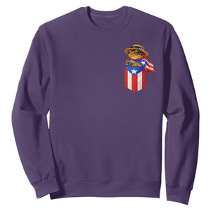 Funny Coqui Frog Puerto Rico Flag Sweatshirt Puerto Rican Taino Buricua Pocket Borinquen TS10 Purple Print Your Wear